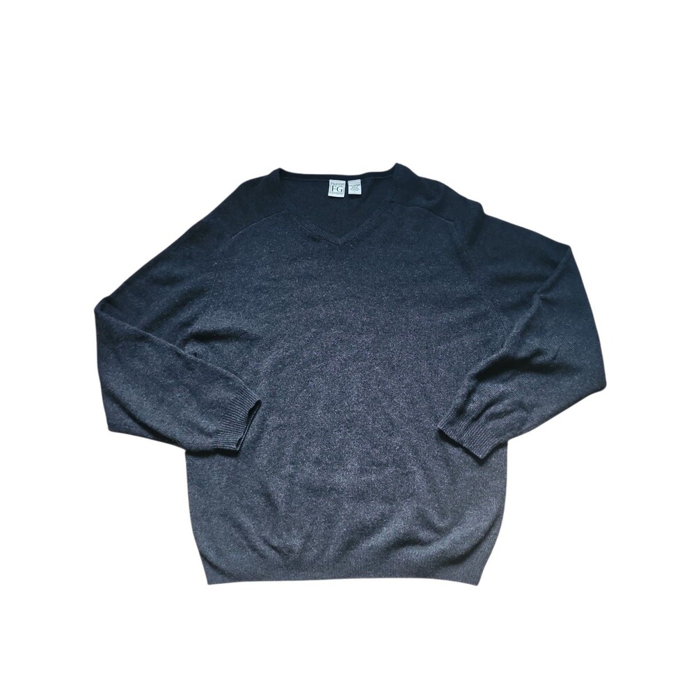 Field Gear Relaxed Fit Cashmere Sweater Mens L Charcoal V-neck Vintage Neutral